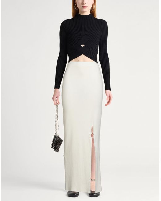 Akep White Cream Maxi Skirt Viscose, Polyamide, Elastic Fibres