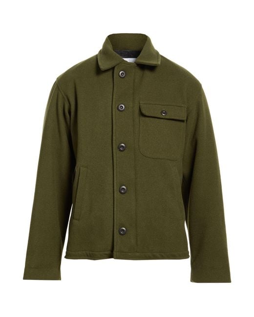 FRONT STREET 8 Green Coat Polyester for men