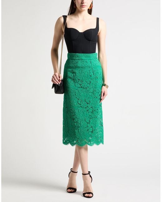 Dolce & Gabbana Green Midi Skirt Viscose, Cotton, Polyamide, Elastane