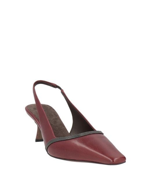 Brunello Cucinelli Brown Burgundy Pumps Leather
