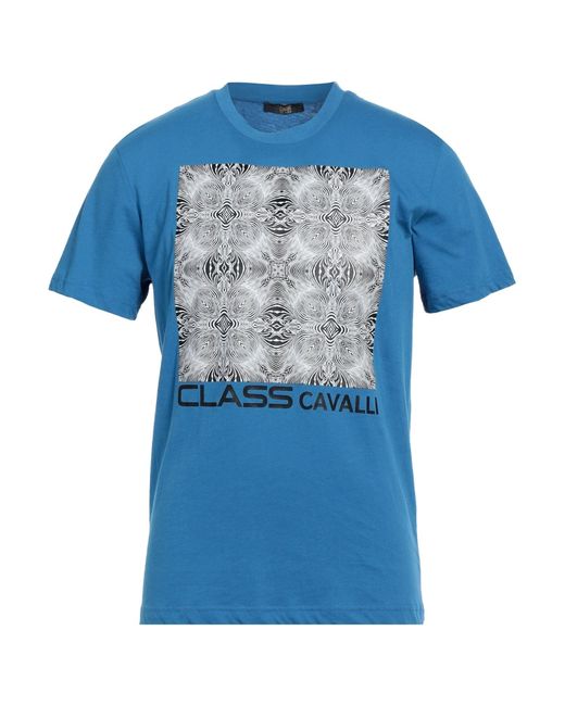 Class Roberto Cavalli Blue T-Shirt Cotton for men
