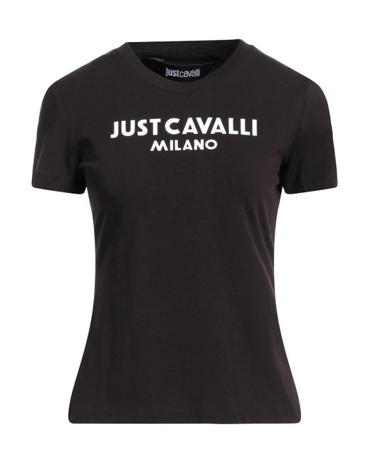 Just Cavalli Black T-Shirt Cotton, Elastane