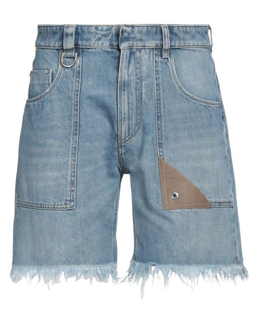 Fendi Blue Denim Shorts With Fringed Hem for men
