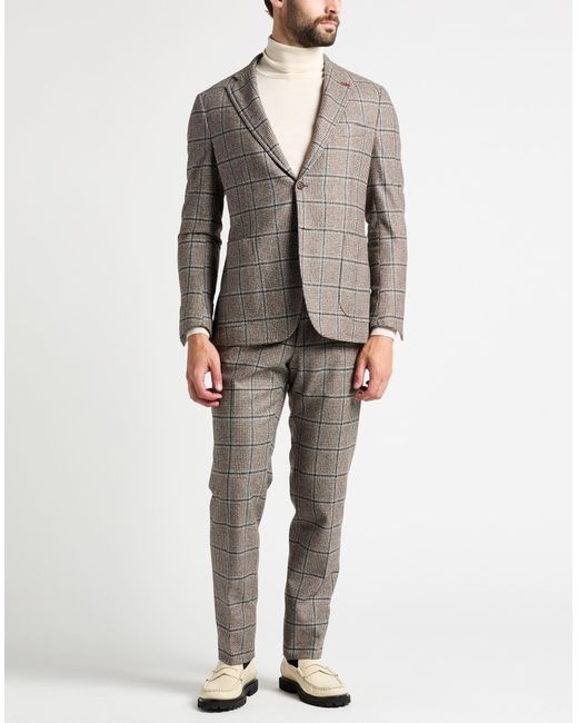 Isaia Gray Chocolate Suit Wool for men