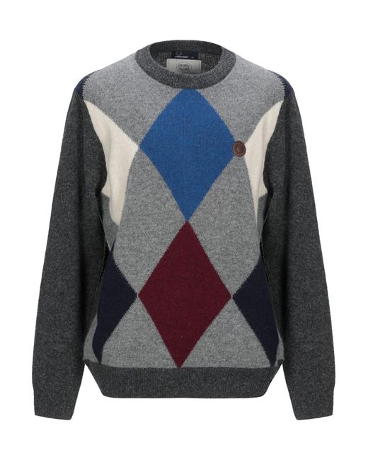 Fred Perry Wool Sweater in Grey (Gray) for Men - Lyst