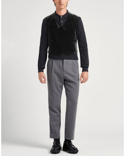 Emporio Armani Black Charcoal Tailored Vest Viscose, Polyamide for men