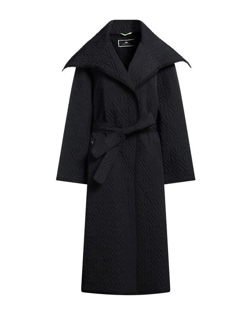 Elisabetta Franchi Black Overcoat & Trench Coat