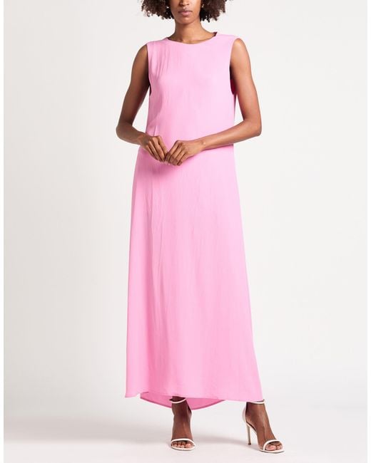 Semicouture Pink Maxi Dress Acetate, Silk