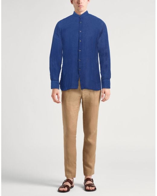 120% Lino Blue Shirt for men