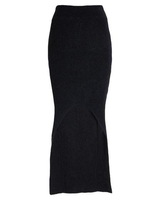 Rick Owens Black Maxi Skirt Alpaca Wool, Polyamide, Wool, Elastane