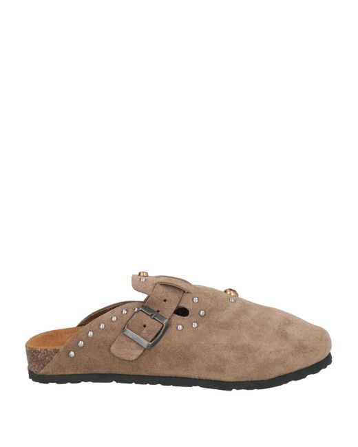 Post & Co White Khaki Mules & Clogs Leather