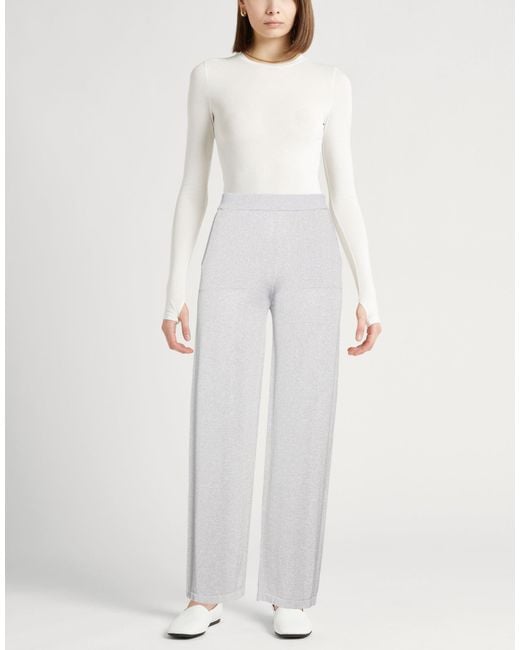 Peserico White Pants Cotton, Viscose, Metallic Fiber