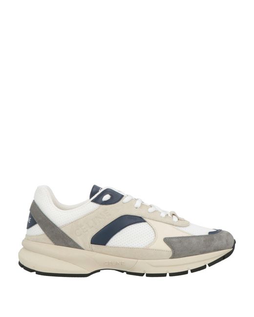 Céline White Sneakers Calfskin, Textile Fibers for men