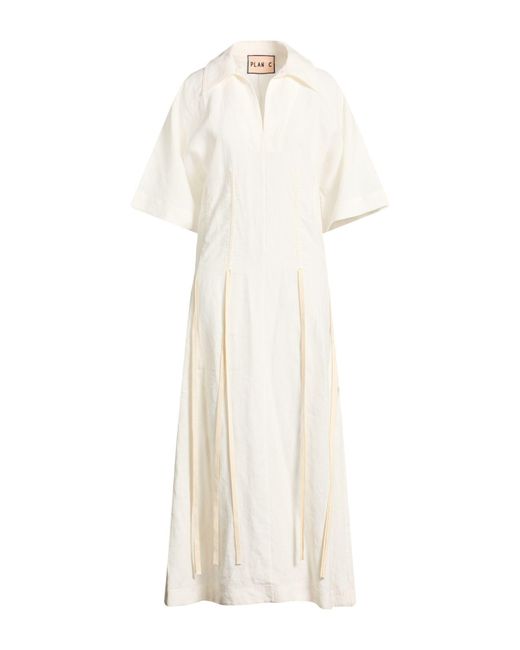 Plan C White Ivory Maxi Dress Linen