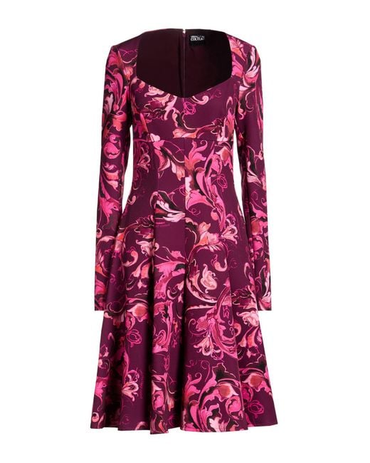 Versace Jeans Couture Purple Midi Dress Polyester, Elastane