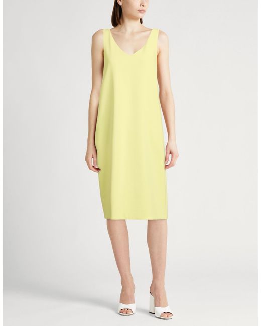Agnona Yellow Midi Dress Cotton, Viscose, Elastane