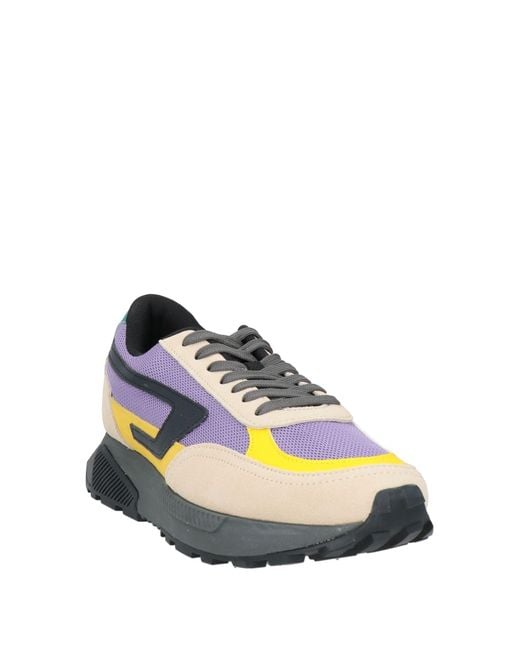 DIESEL Blue Sneakers Calfskin, Polyester for men