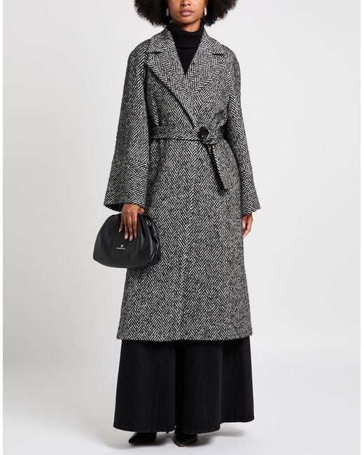 Caractere Gray Coat Viscose, Polyamide, Elastane, Polyacrylic, Wool