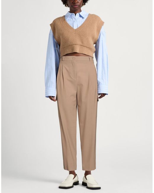 Semicouture Natural Pants Polyester, Virgin Wool, Elastane