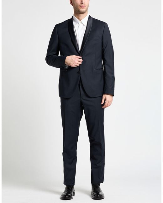 Paoloni Blue Suit Viscose, Polyester, Virgin Wool, Elastane for men
