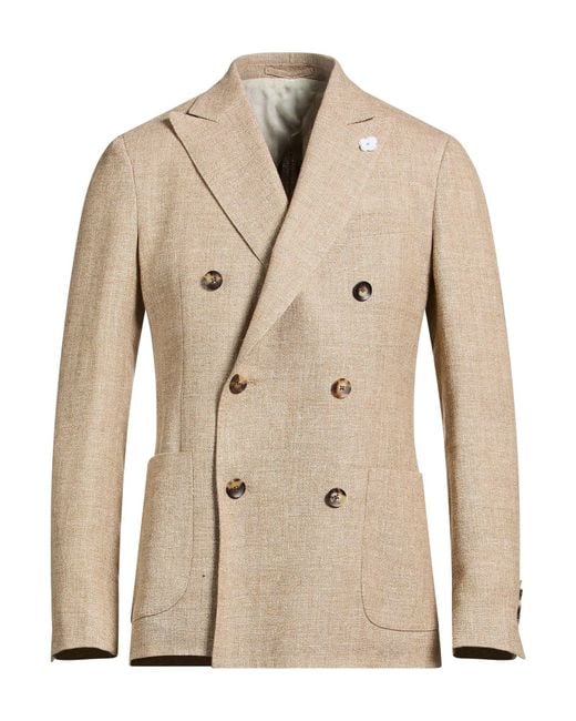 Lardini Natural Blazer Linen, Wool for men