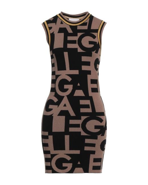 Gaelle Paris Black Camel Mini Dress Viscose, Polyester, Polyimide