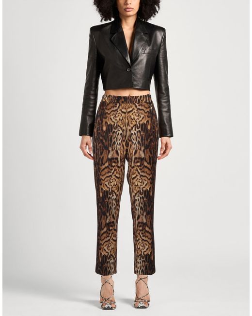 Roberto Cavalli Brown Pants Polyester, Elastane