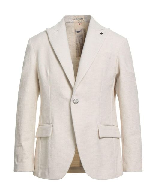 Messagerie Natural Ivory Blazer Cotton, Polyester, Linen for men