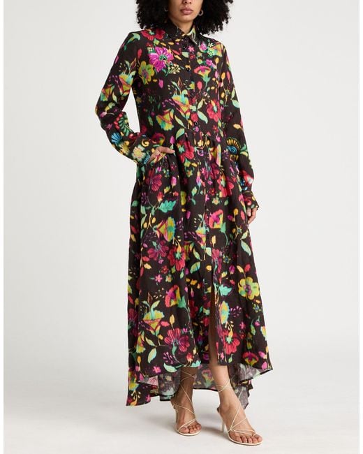 Anjuna White Dark Maxi Dress Linen