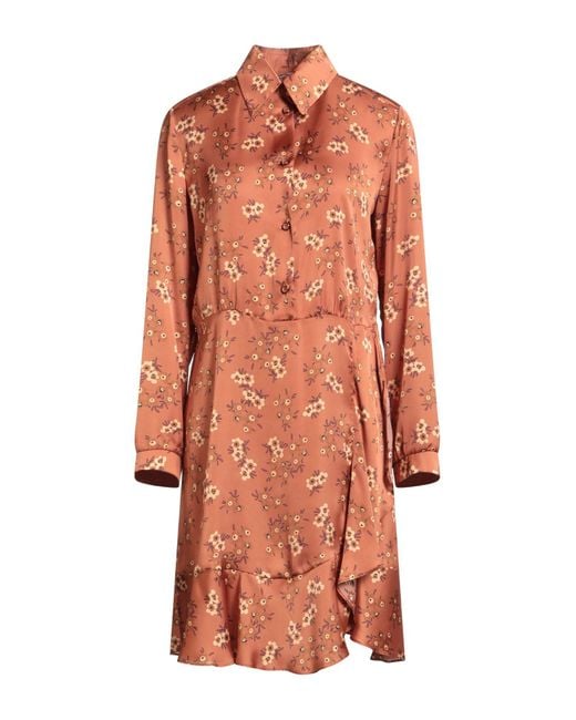 Biancoghiaccio Brown Mini Dress Polyester