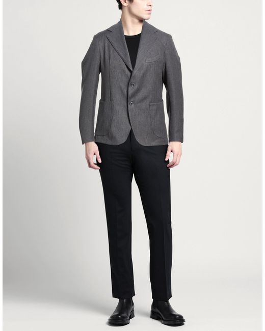 Exte Gray Blazer Polyester, Viscose for men