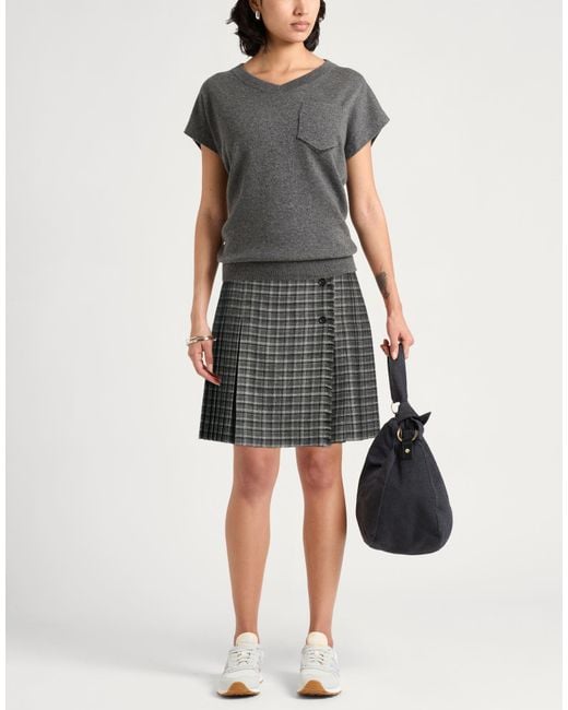Aspesi Gray Mini Skirt Virgin Wool