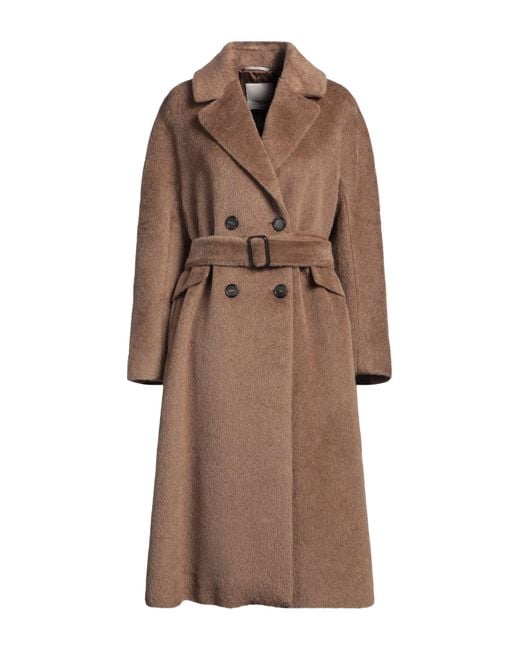Max Mara Brown Camel Coat Alpaca Wool, Virgin Wool