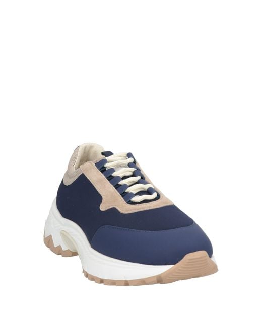 Eleventy Blue Sneakers Leather, Textile Fibers for men