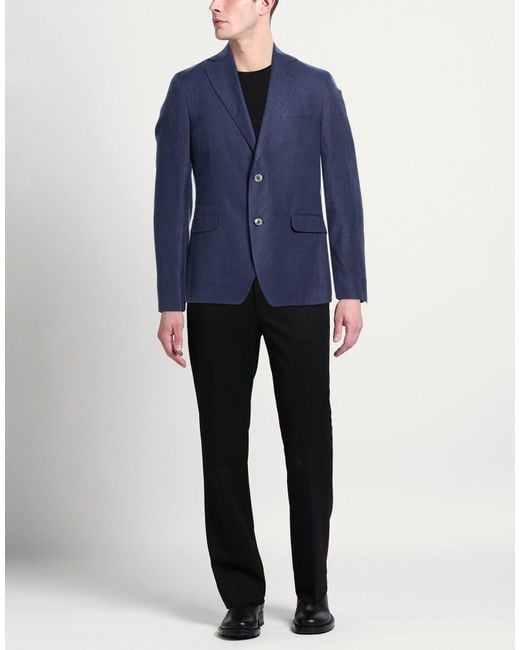Oscar Jacobson Blue Blazer Linen, Wool for men