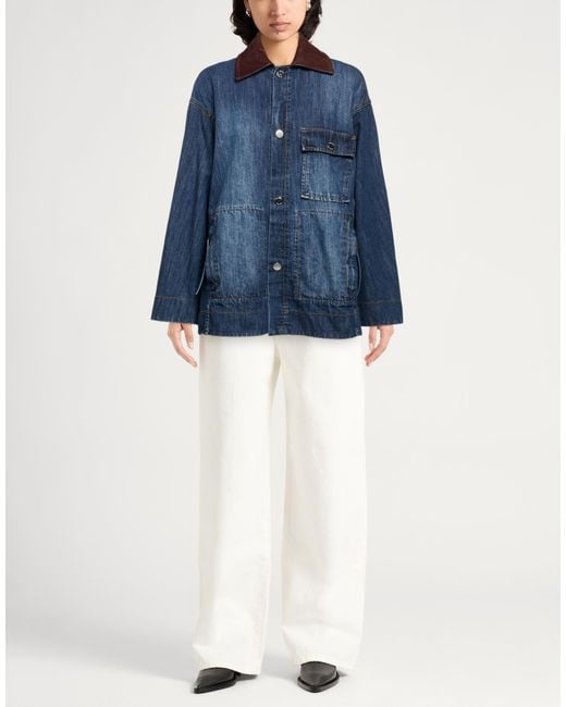 MAX&Co. Blue Denim Outerwear Cotton, Viscose, Polyester, Leather
