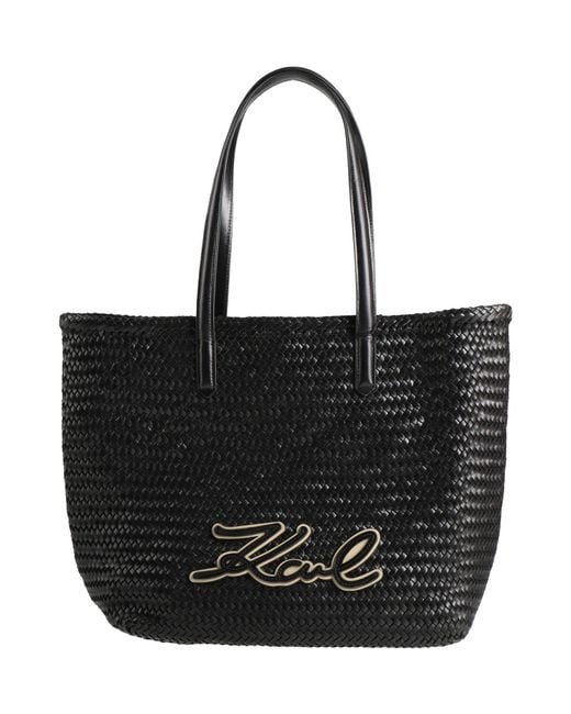 Karl Lagerfeld Black K/Signature Braid Medium Tote -- Handbag Cow Leather