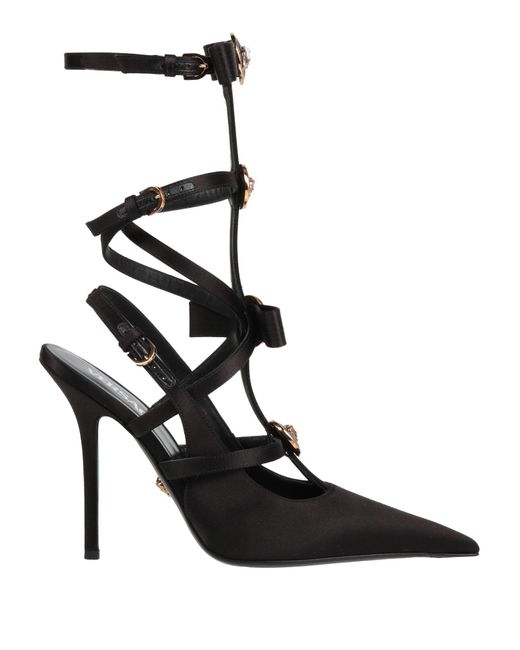 Versace Black Pumps Leather, Textile Fibers