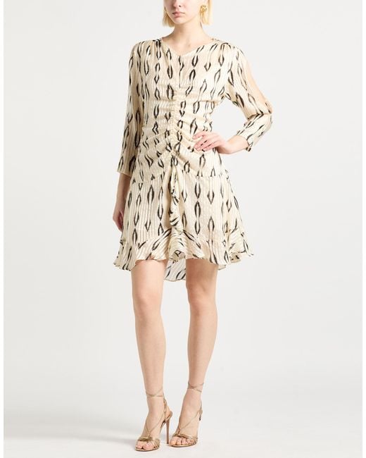 Isabel Marant Natural Mini Dress Silk, Metallic Polyester