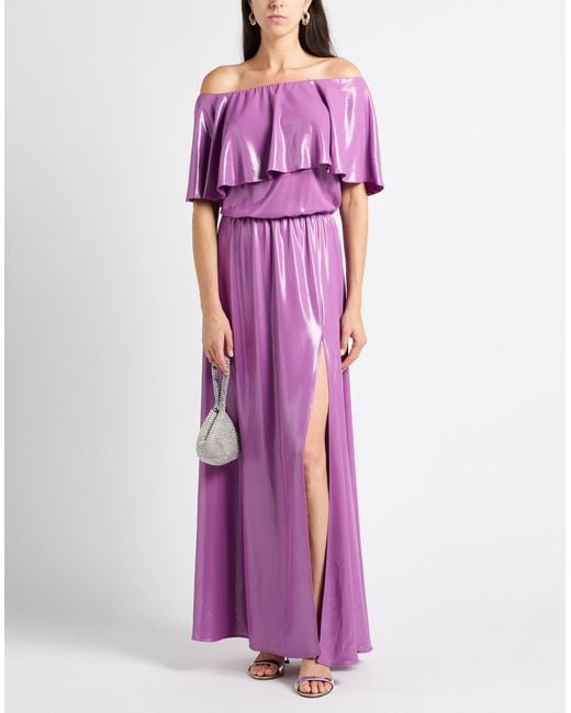 Hanita Purple H Couture Mauve Maxi Dress Polyester, Elastane