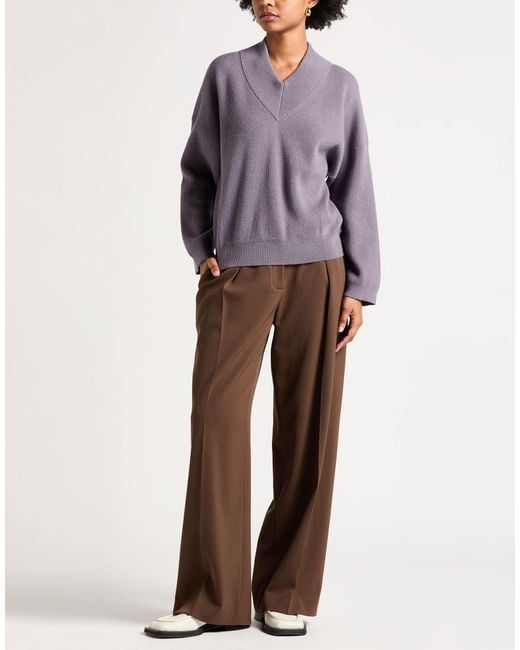 Brunello Cucinelli Purple Sweater Cashmere, Ecobrass, Leather