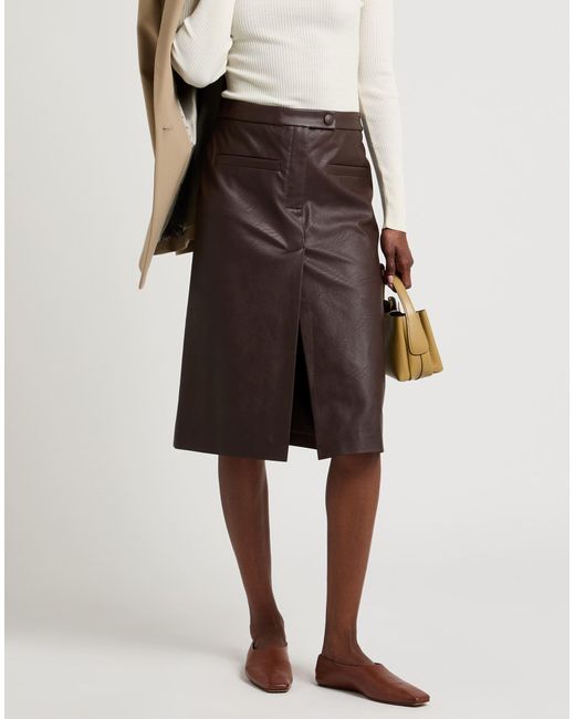 Ottod'Ame Brown Dark Midi Skirt Polyurethane, Viscose, Polyester, Cotton