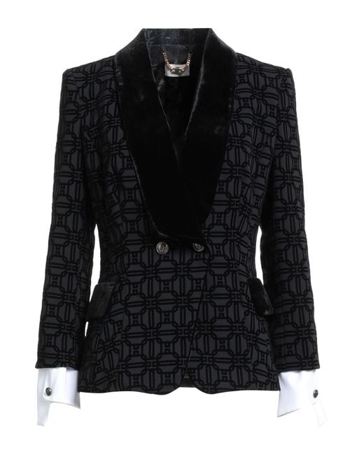 Elisabetta Franchi Black Blazer Polyester, Elastane