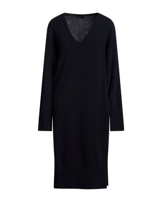 Roberto Collina Blue Midnight Midi Dress Wool, Cashmere