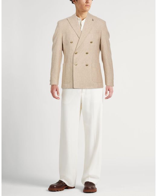 Paoloni Natural Blazer Wool, Polyester, Cotton for men