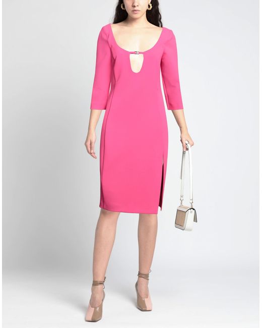 Blugirl Blumarine Pink Fuchsia Midi Dress Polyester, Elastane
