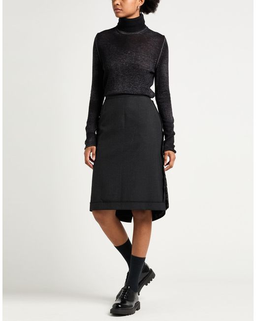 Maison Margiela Blue Charcoal Midi Skirt Polyester, Wool