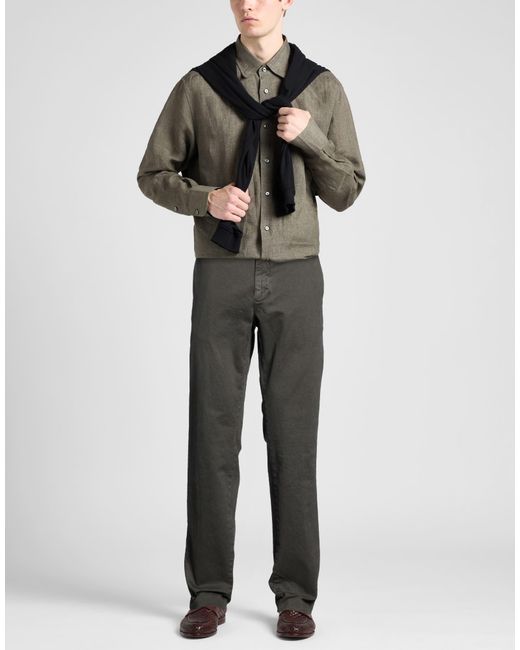 NEVER LAUNDRY Gray Charcoal Pants Cotton, Elastane for men