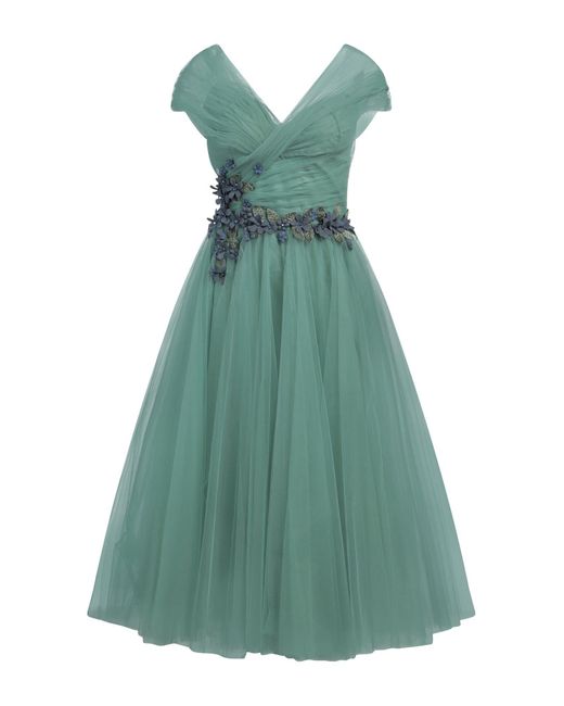 Tarik Ediz Green Midi Dress Polyester
