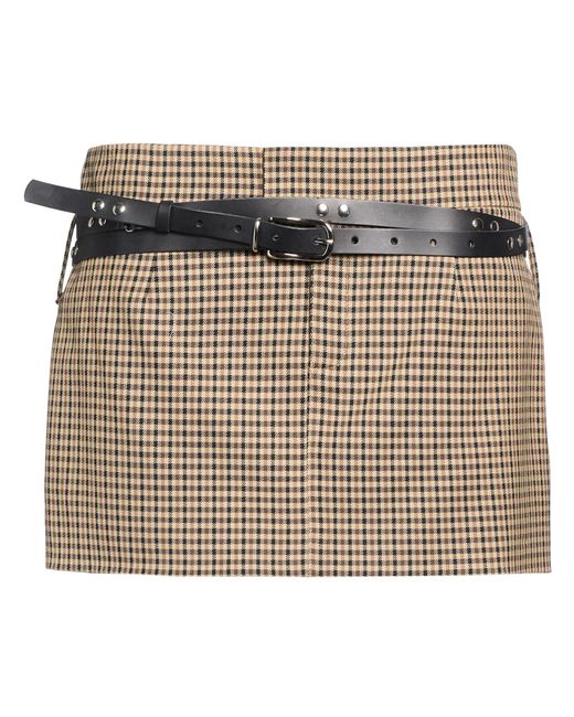 Aniye By Metallic Khaki Mini Skirt Polyester, Viscose, Elastane, Cow Leather, Regenerated Leather